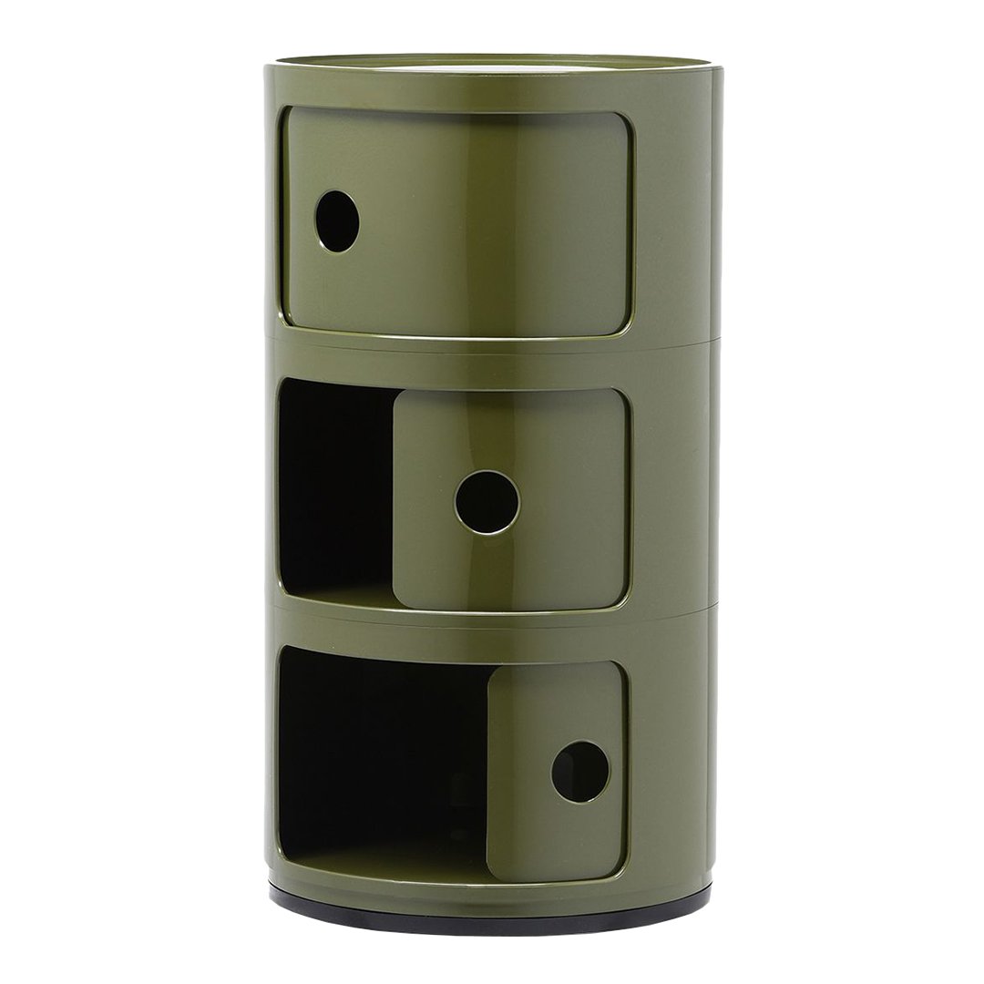 Componibili Round 3-Door Storage Tower - Modern Modular Organizer for Bedroom, Living Room & Office - Space-Saving Furniture Solution