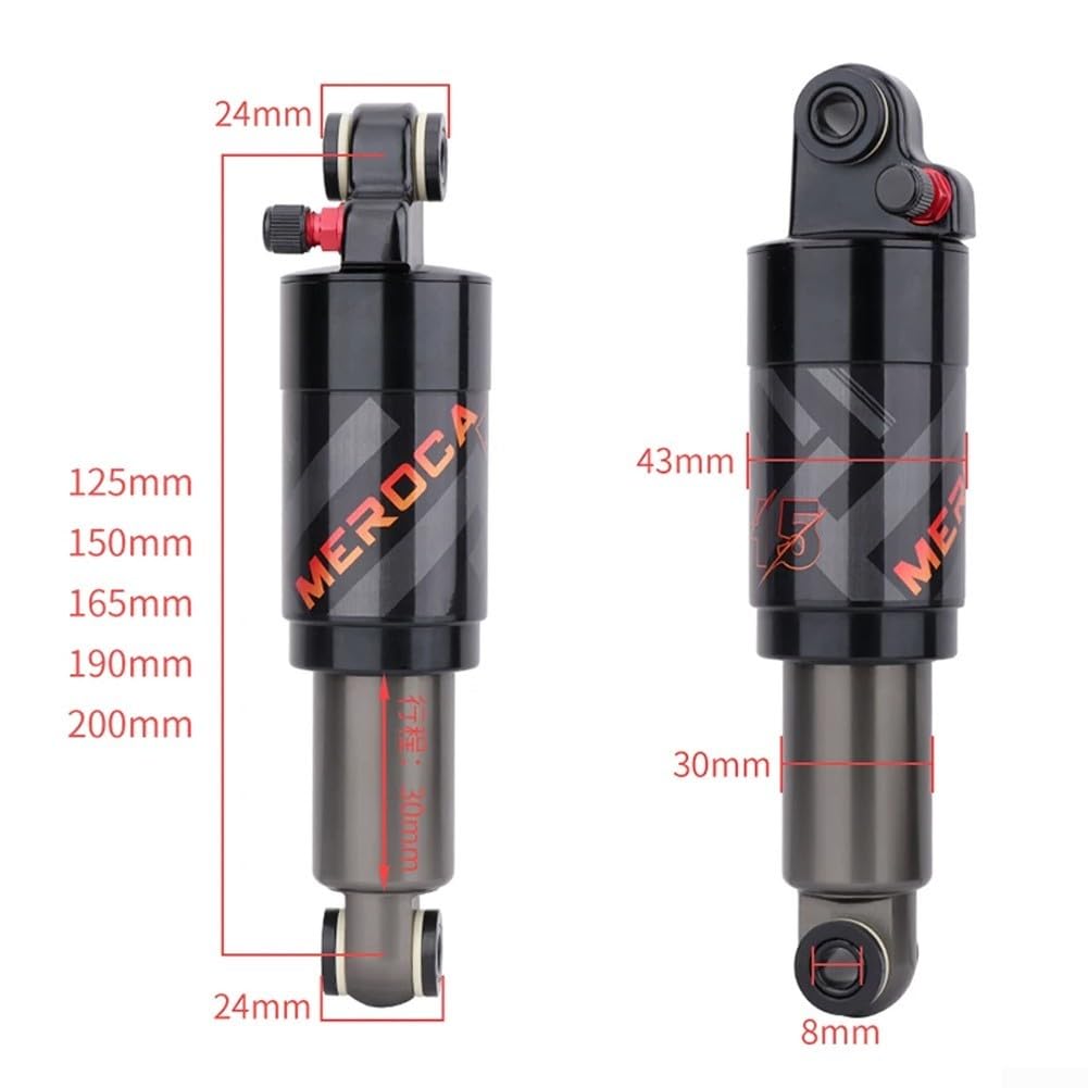 Premium Mountain Bike Rear Shock Absorber - 125mm/150mm/165mm/190mm/200mm Bicycle Rear Suspension with Air Shock Lockout - Ideal for Trail Riding, Downhill & Enduro Cycling