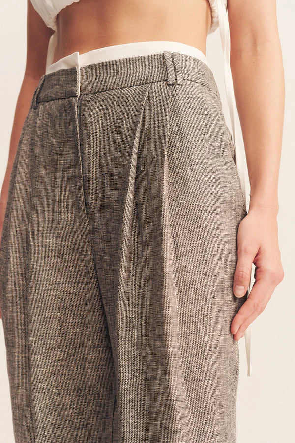 Elliot Double Waist Band Pants for Women - Stretch Comfort Fit High Waisted Trousers (Concrete Color) - Perfect for Office, Business Casual & Everyday Wear