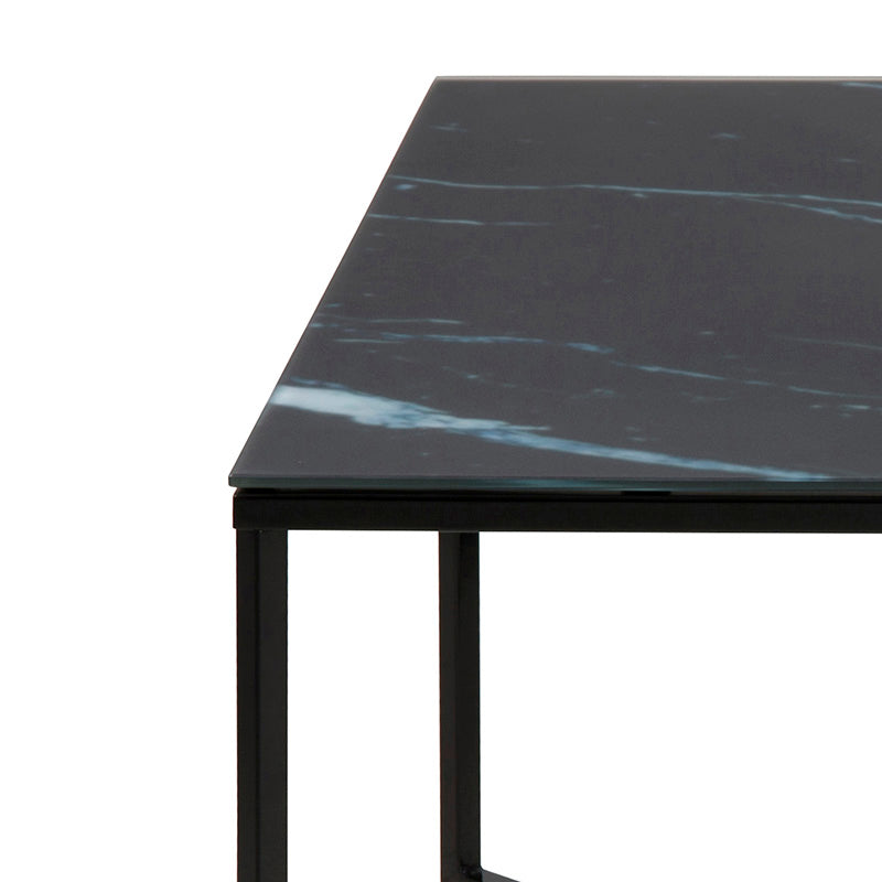 KOLINA 80cm Black Glass Coffee Table - Modern Living Room Centerpiece for Home & Office Decor