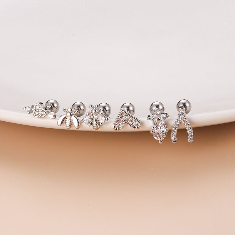 16G Tiny Bumble Bee Stud Earrings - Heart Conch Helix Cartilage Studs with Ball Back - Hypoallergenic Stainless Steel Jewelry for Women | Perfect for Everyday Wear, Gifts & Piercing Healing
