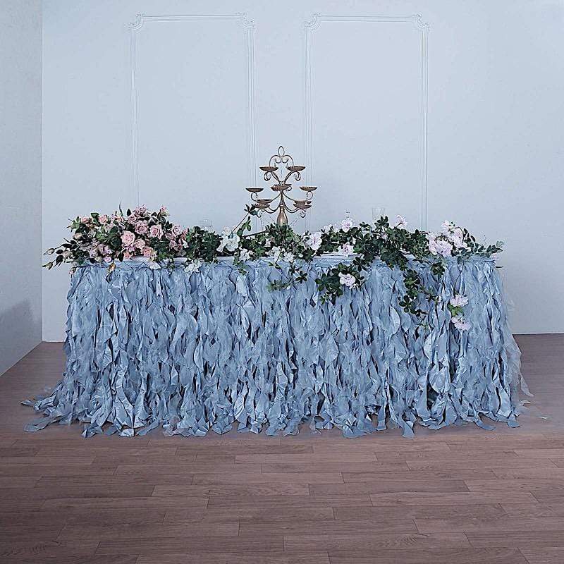 Elegant Taffeta Curly Table Skirt for Weddings, Parties & Events - Washable Polyester Table Cover with Ruffled Hem for Banquet Decorations