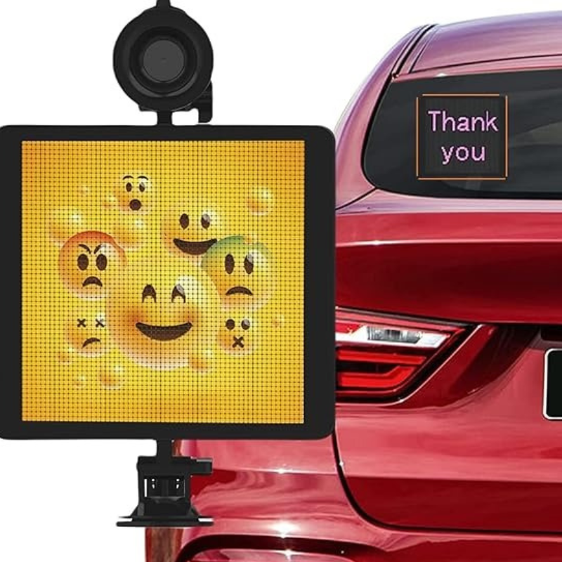 Dynamic LED Rear Display for Cars - High Visibility Car Rear Window Sign with Custom Messages for Safety & Advertising - Perfect for Taxis, Rideshares, Delivery & Emergency Vehicles