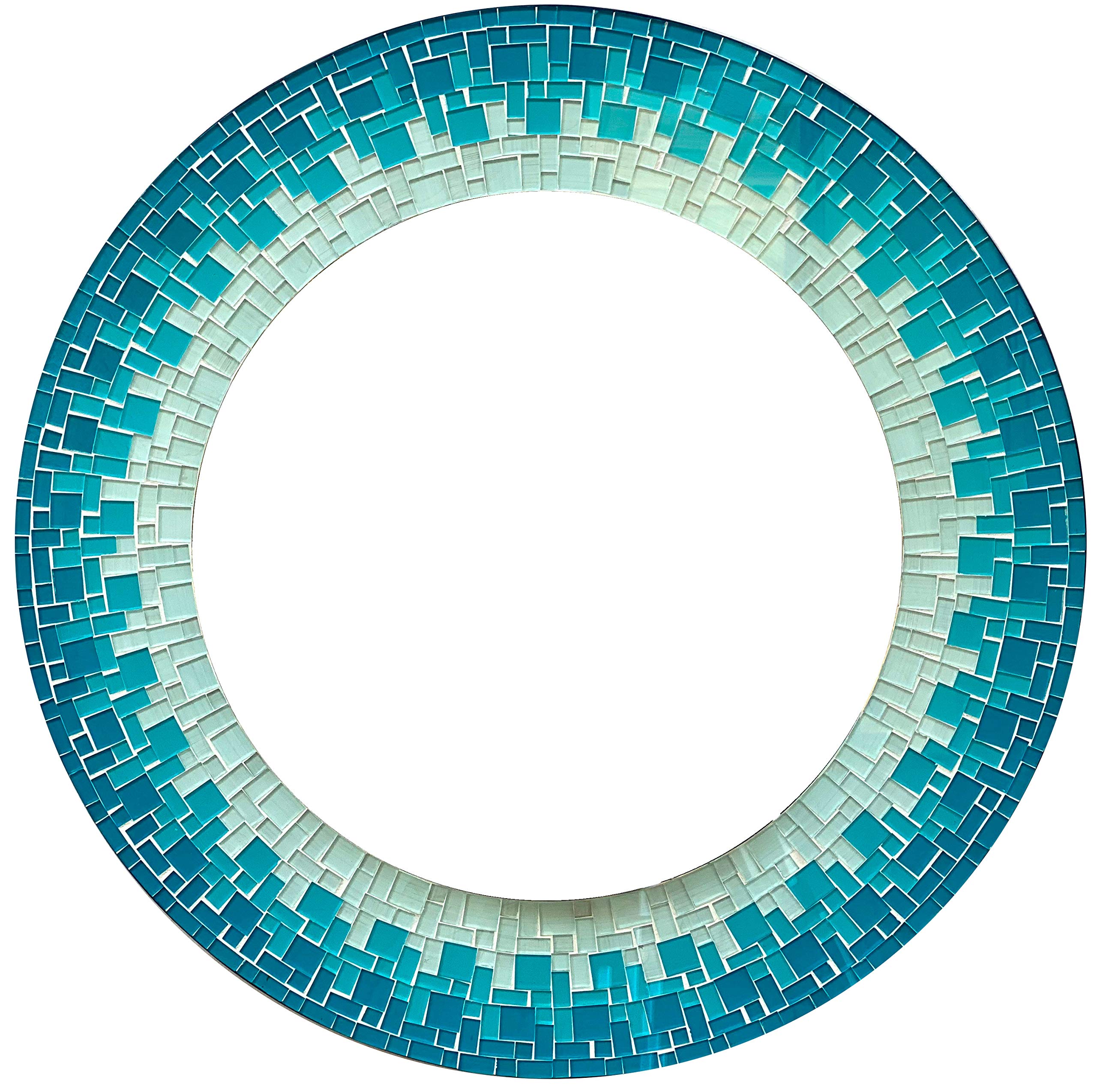Handcrafted Sea-Blue Turquoise White Mosaic Wall Mirror - 24