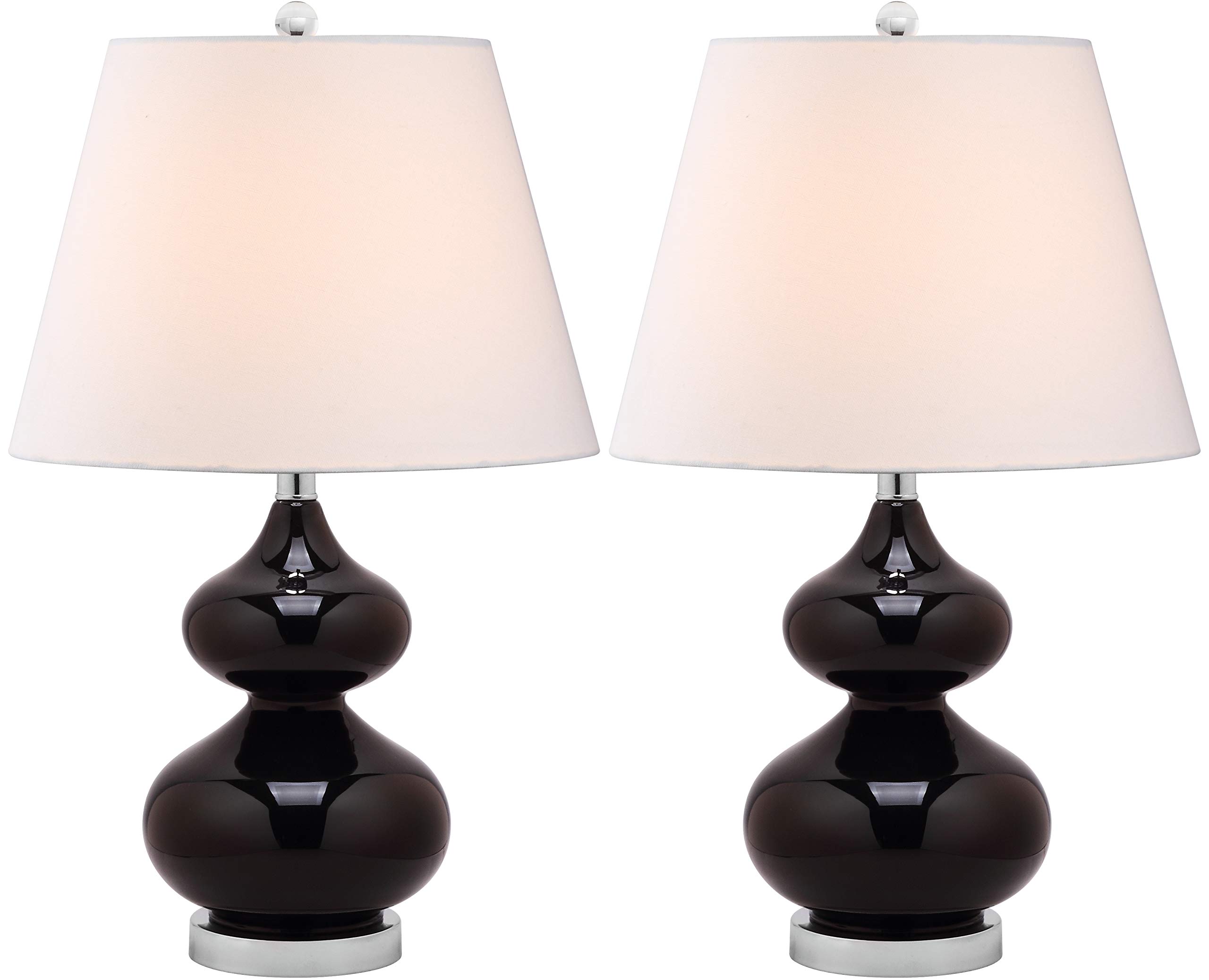 SAFAVIEH Eva Modern Black Double Gourd Glass Table Lamp Set of 2 - 24