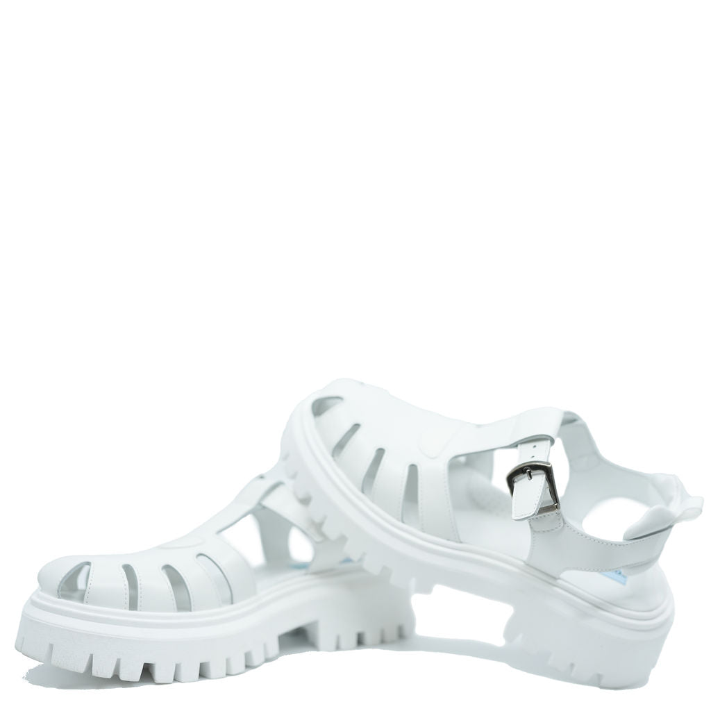 Rondinella Women's White Gladiator Chunky Sandals - Comfortable Strappy Summer Wedge Sandals for Beach, Vacation & Casual Outfits
