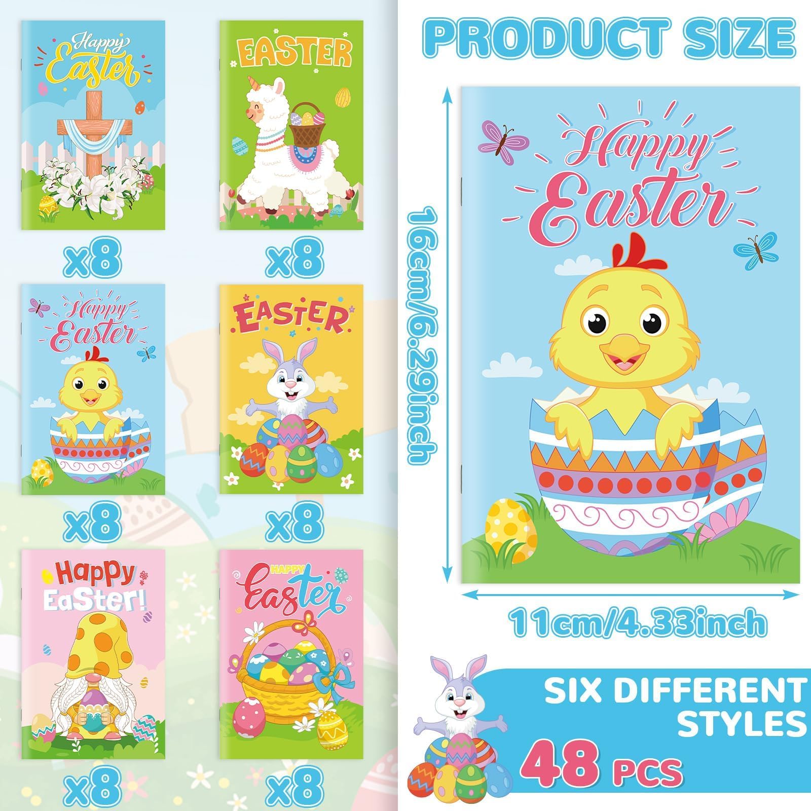 48PCS Easter Activity Books for Kids - Fun Coloring, Mazes & Find the Difference Games - Perfect for Easter Parties, Classroom Gifts & Goodie Bag Stuffers - Great for Holiday Celebrations & Learning Activities