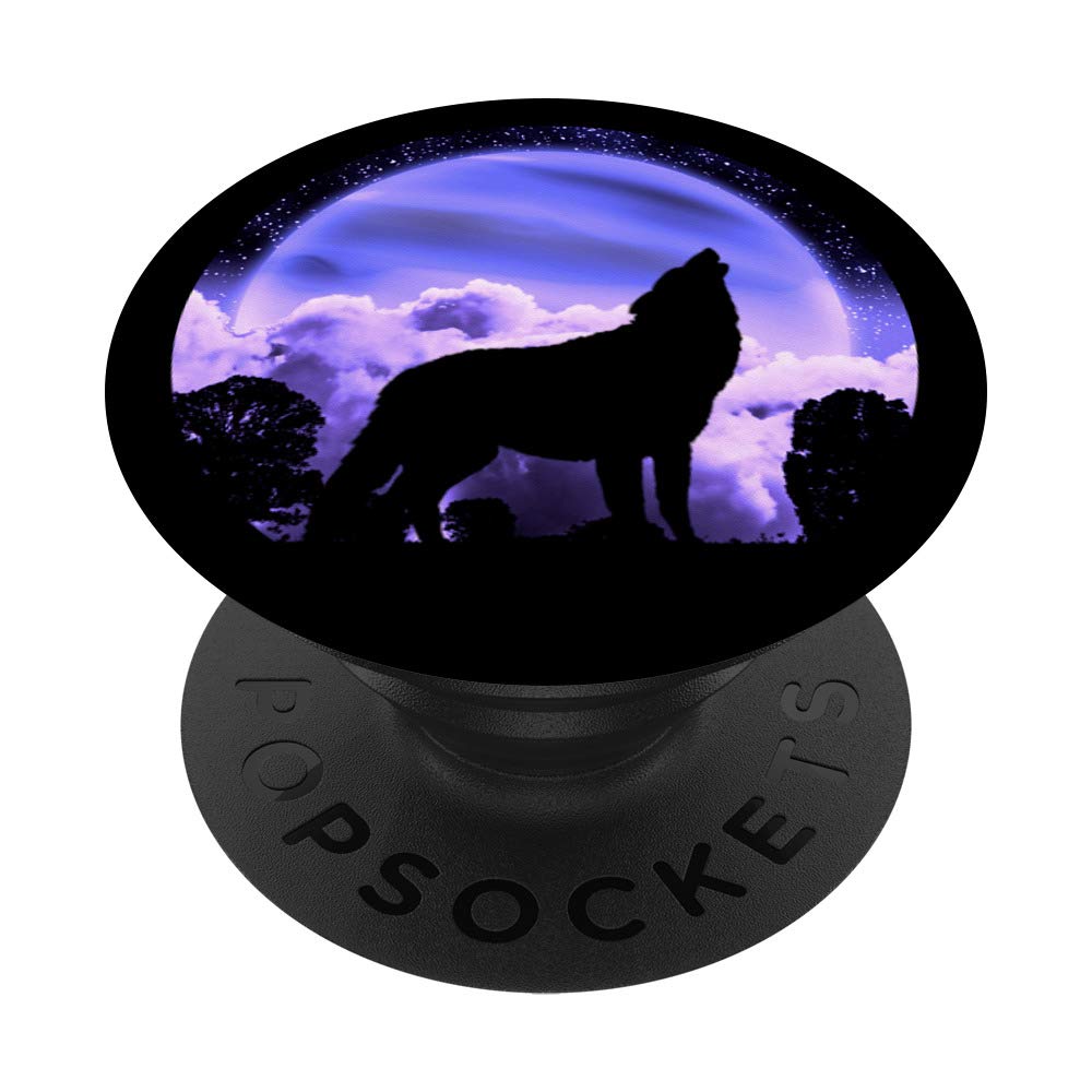 Wolf Phone Pop Socket - Black for Secure Grip & Selfies