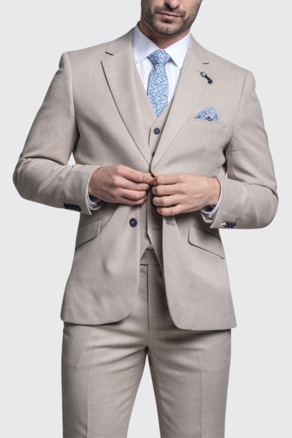 Cavani Miami Beige 3 Piece Suit for Men | Premium Wedding, Business & Formal Attire | Perfect for Special Occasions & Professional Events