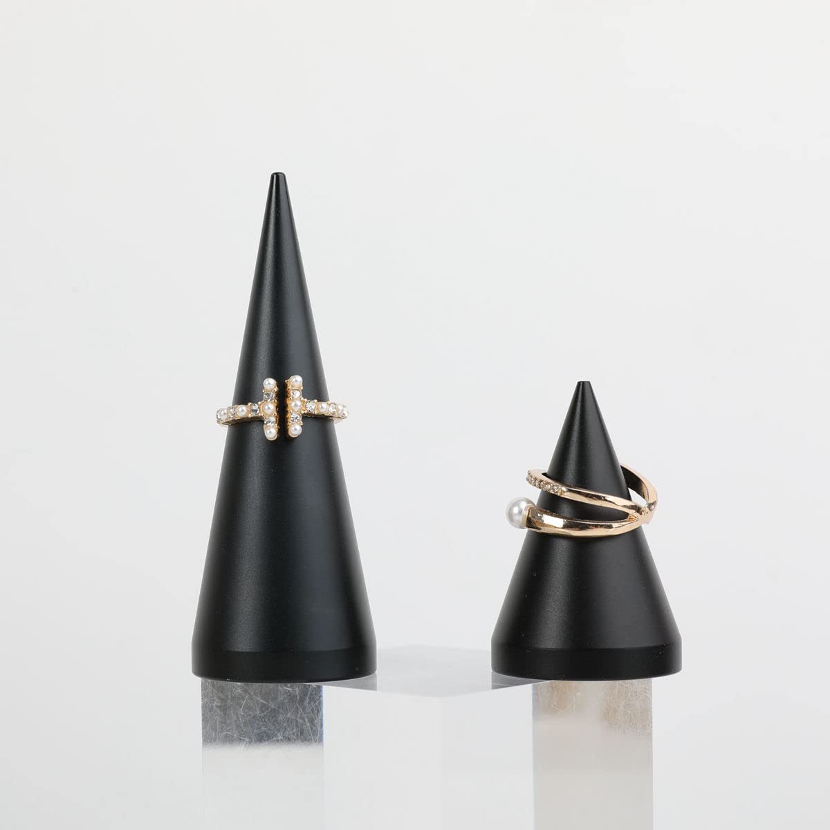 2-Pack Black Ring Display Stand for Jewelry - Wedding Ring Holder & Organizer (2