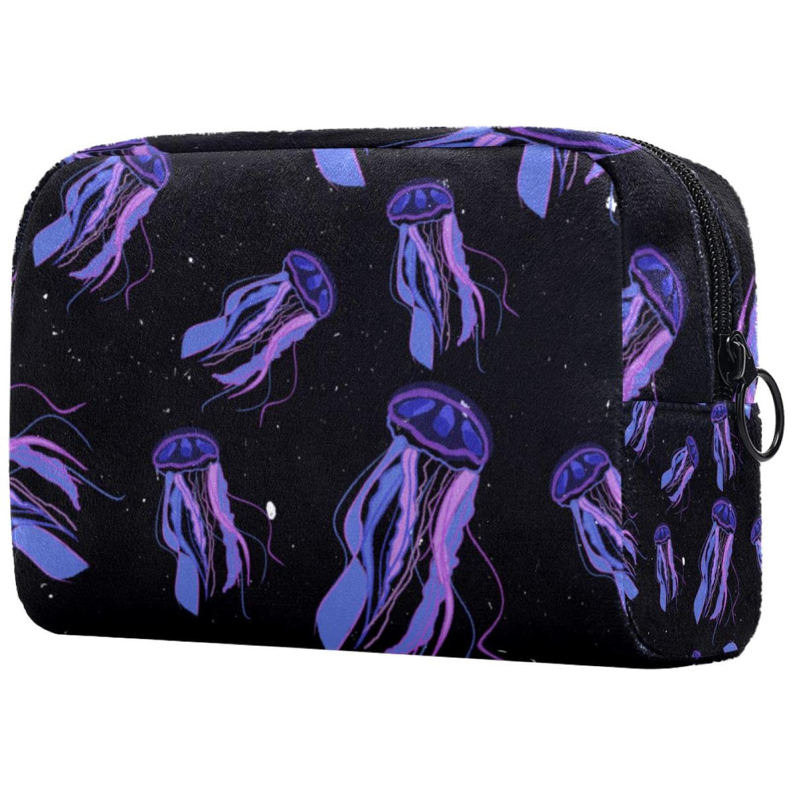 Waterproof Jellyfish Print Travel Makeup Bag for Women - Cosmetic Organizer & Toiletry Pouch - Perfect for Vacation, Gym, Beach Trips & Daily Essentials Storage