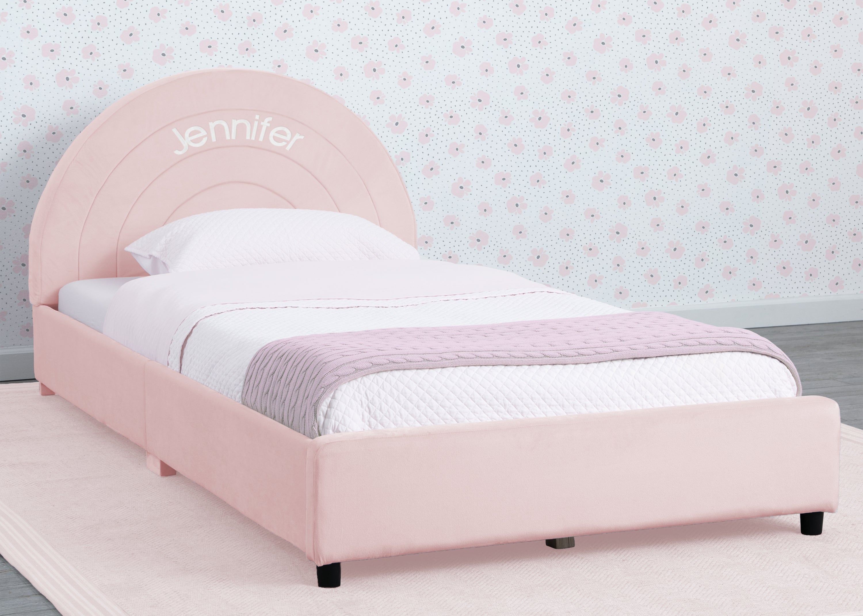 Custom Upholstered Twin Size Bed with Round Headboard - Soft Fabric Platform Bed Frame for Kids, Teens & Guest Rooms - Perfect for Small Bedrooms & Cozy Spaces