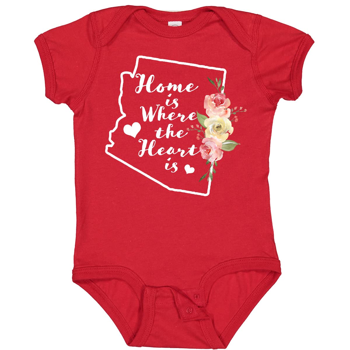 Inktastic Arizona Home is Where The Heart is Watercolor Baby Bodysuit - Soft Cotton Infant Onesie for Newborns, Cute Outfit for Family Photos & Everyday Wear