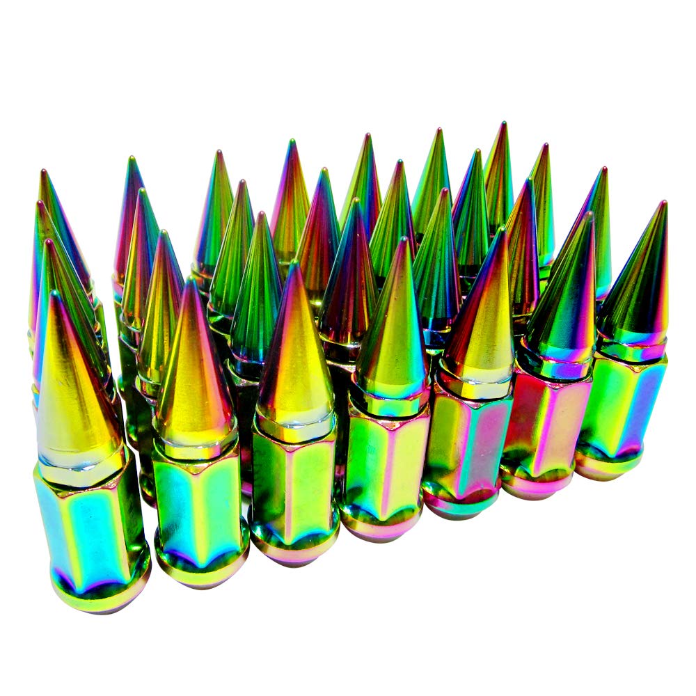 32-Piece Universal 2pc Extended Spike Lug Nut Set - M12x1.5 Conical Seat Hex 3/4