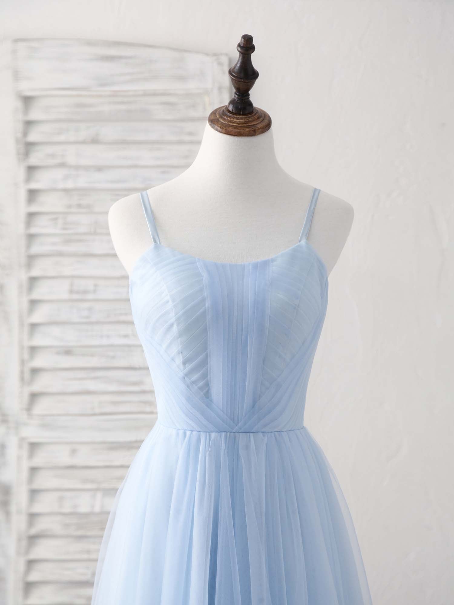 Elegant Blue Tulle Long Prom Dress for Women - Perfect for Bridesmaids, Evening Gala & Formal Events