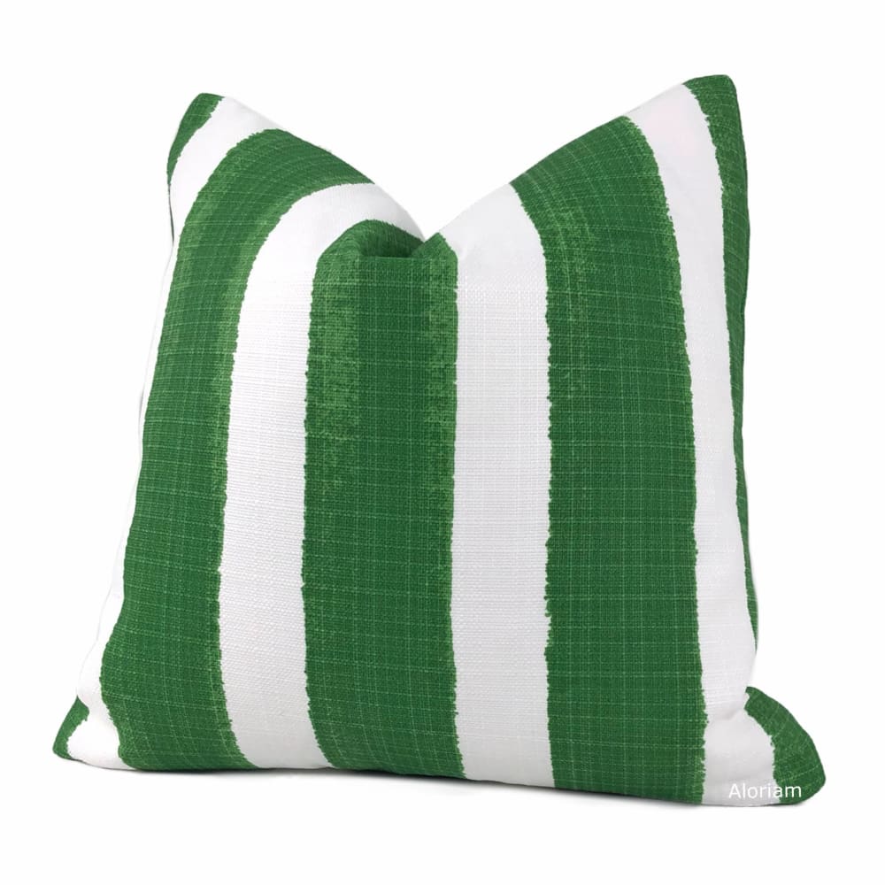Ethan Green White Stripe Pillow Cover - Indoor & Outdoor Decorative Cushion Case for Sofa, Patio, Garden, and Porch