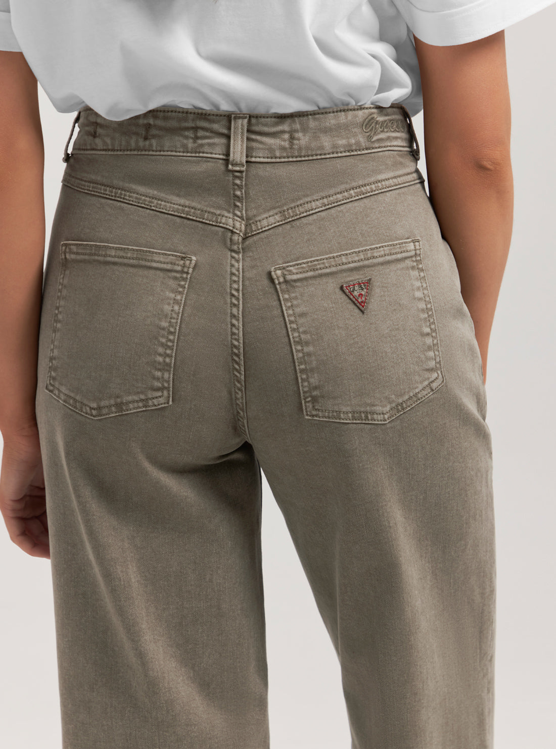 Khaki Darma Wide Leg Pants for Women - High Waisted Loose Fit Casual Trousers - Perfect for Office, Travel & Everyday Wear