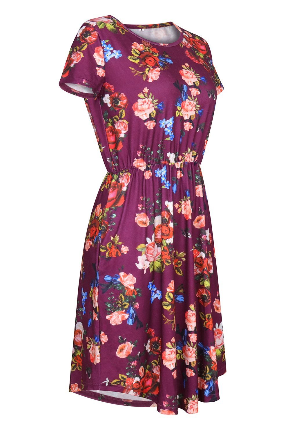 Women's Floral Print Long Sleeve Swing Tunic Dress with Pockets - Loose Fit Casual T-Shirt Dress for Spring Fall Outfits, Work, Date Night & Weekend Wear
