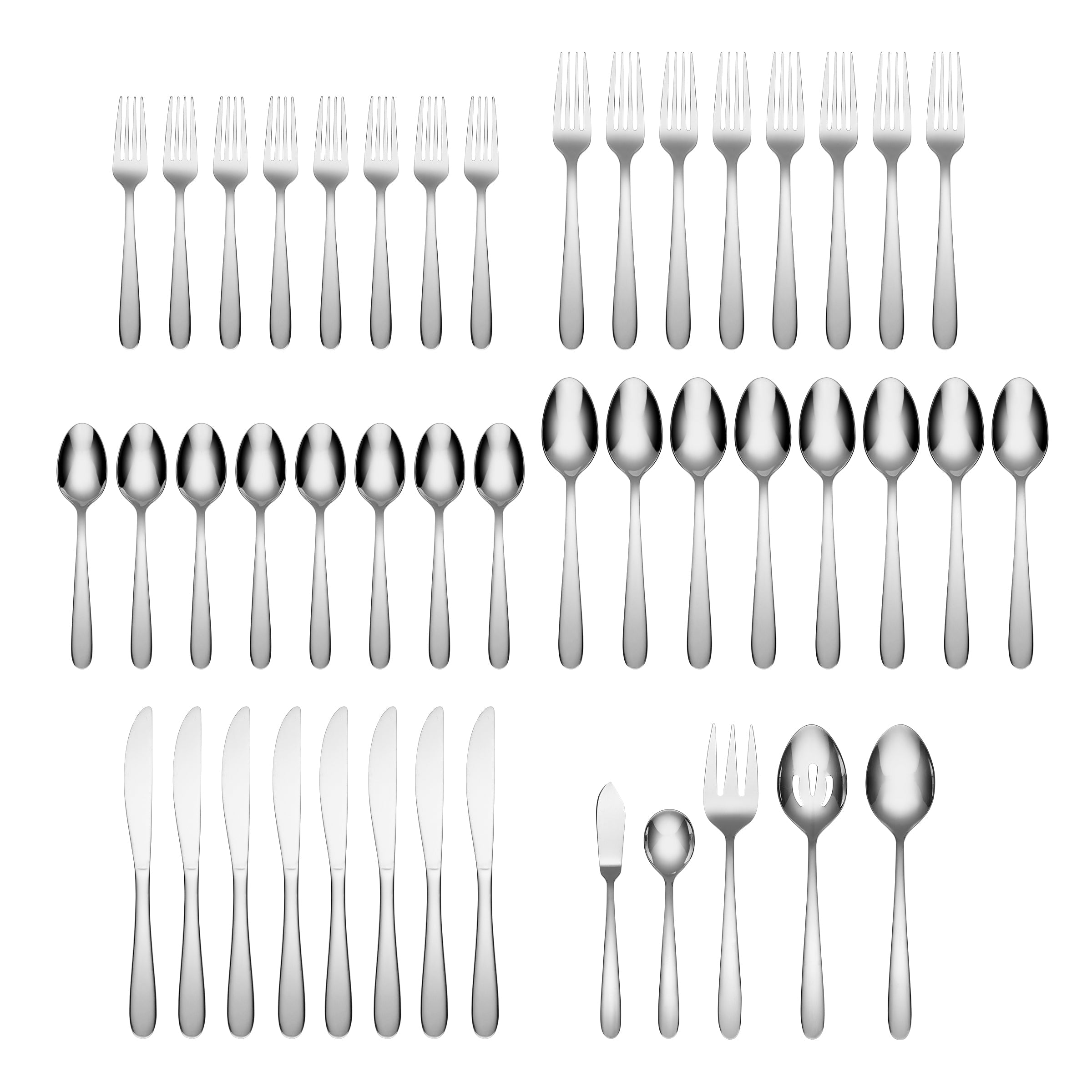 Jude Mirror 45-Piece Stainless Steel Flatware Set - Elegant Dinnerware for Formal Dining, Wedding Gifts & Home Entertaining