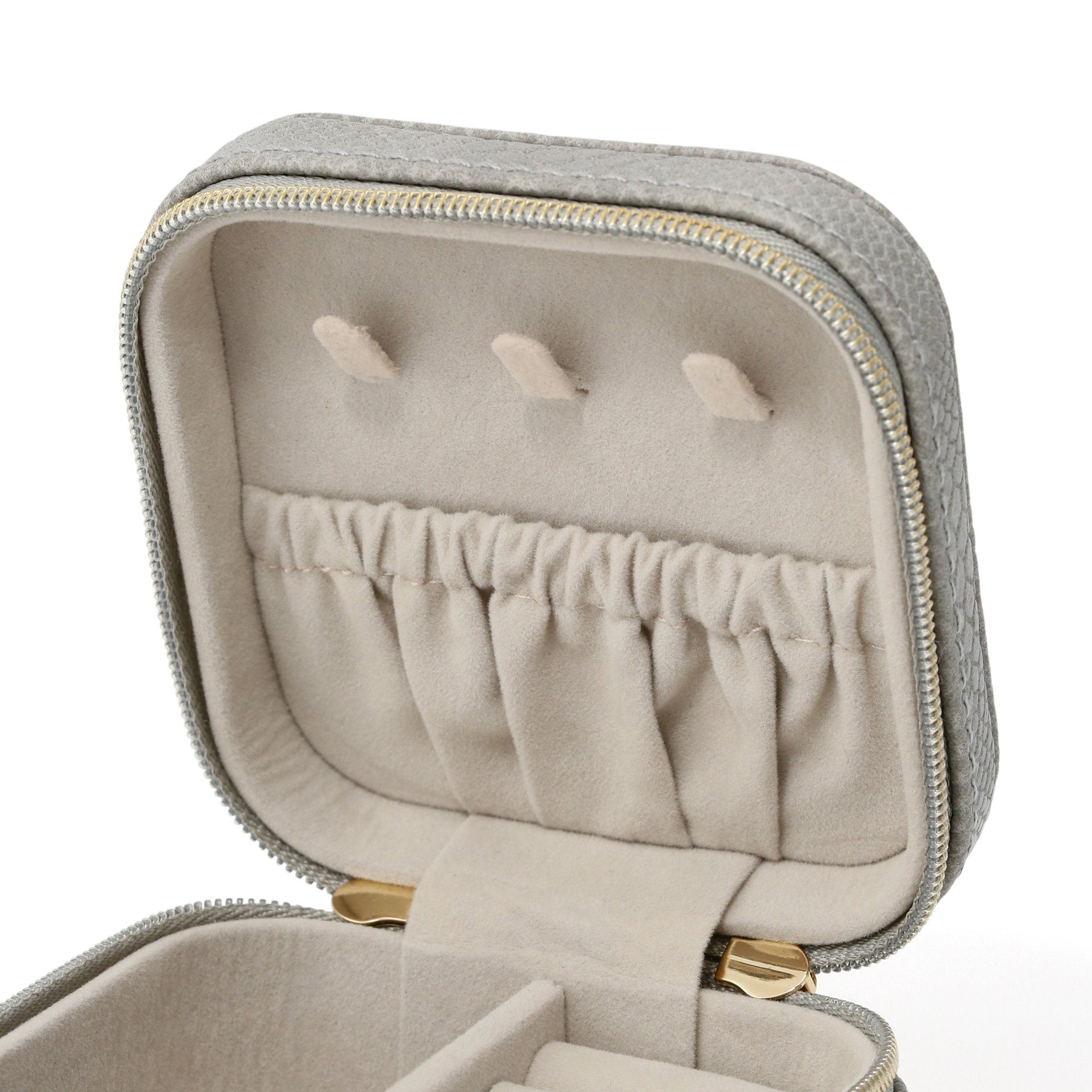 Flavia Travel Jewelry Box Gray - Portable Jewelry Organizer for Necklaces, Rings & Earrings - Perfect for Vacation, Business Trips & Gifts