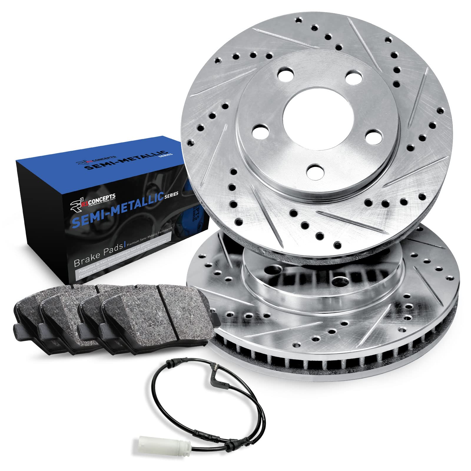 R1 Concepts Premium Front Brake Pads and Rotors Kit for 1989-1991 Porsche 944 | OE Performance Brake System with Sensor | High-Performance Braking for Street & Track Use