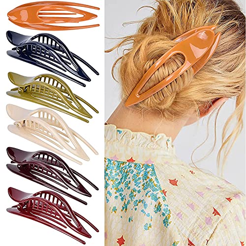 Staila 6PCS Large Hair Clips - No Slip Hair Grip Claw Clips for Thick Hair | French Yoga Banana Barrettes for Women & Girls | Perfect for Styling, Workouts & Everyday Use