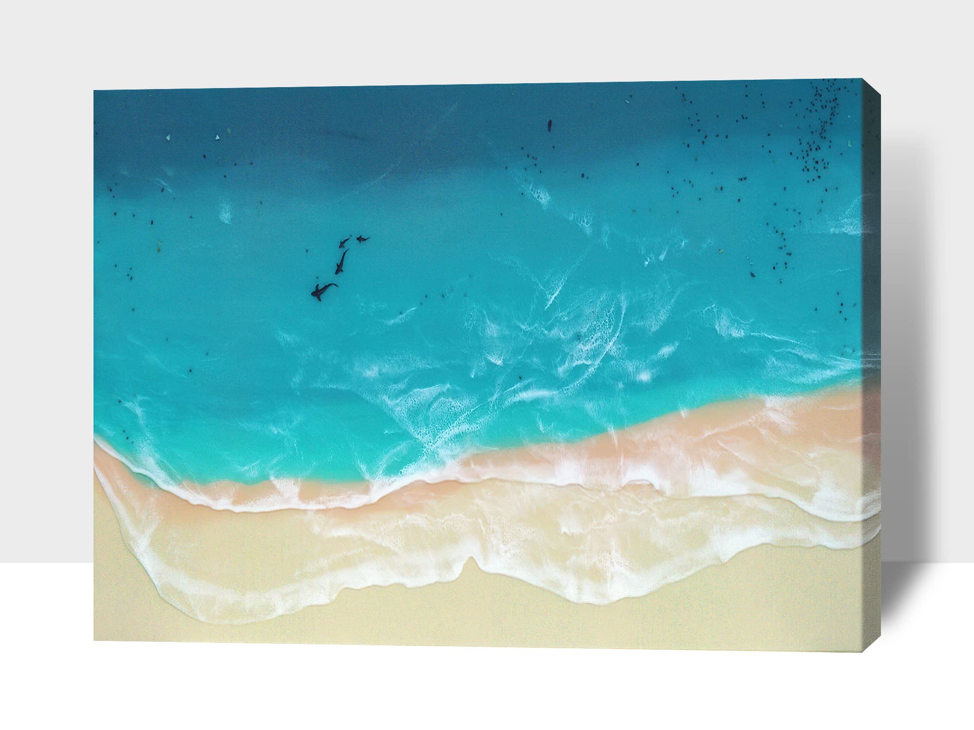 Large Beach Canvas Wall Art - Teal Ocean Coastal Painting for Living Room, Home & Office Decor - Framed Seascape Print (28x40 Inches) | Perfect for Coastal, Nautical & Beach House Themes