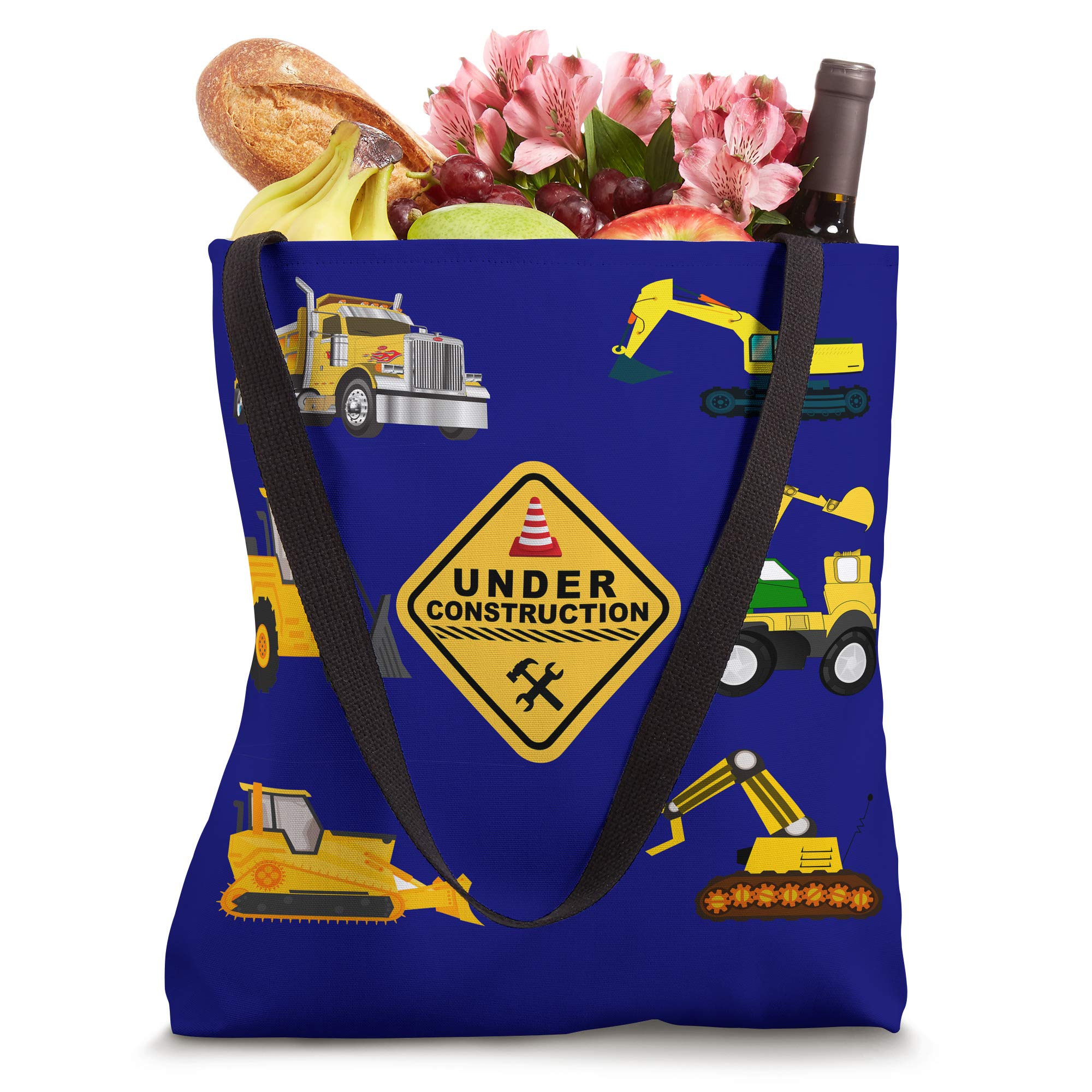 Durable Construction Trucks Tote Bag - Heavy Duty Reusable Shopping Bag for Work & Play - Perfect for Construction Workers, Kids, and Toy Lovers