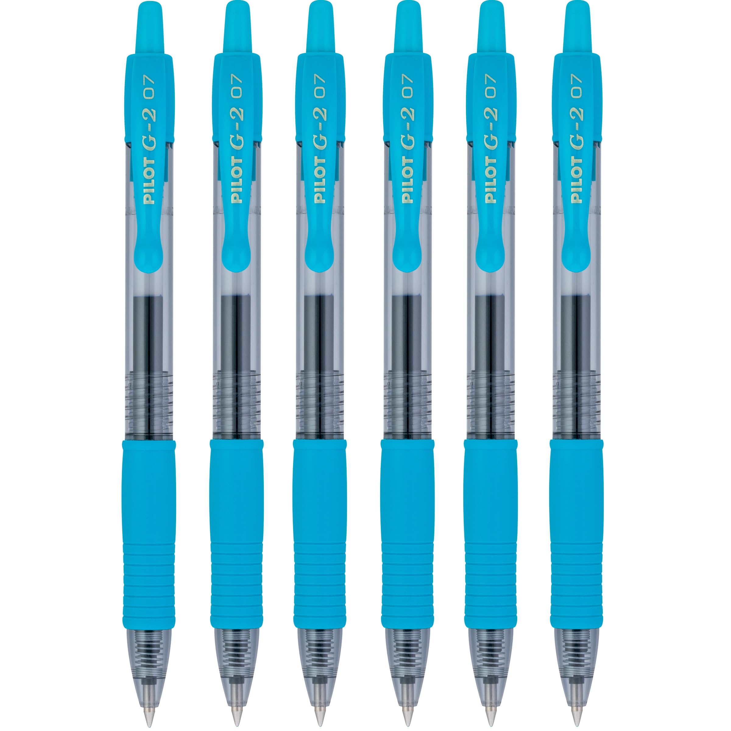 Premium Pilot G2 Retractable Gel Pens - 0.7mm Fine Point, Turquoise Blue Ink, 6-Pack Refillable Rollerball Pens for Office, School, Note Taking & Gift Giving