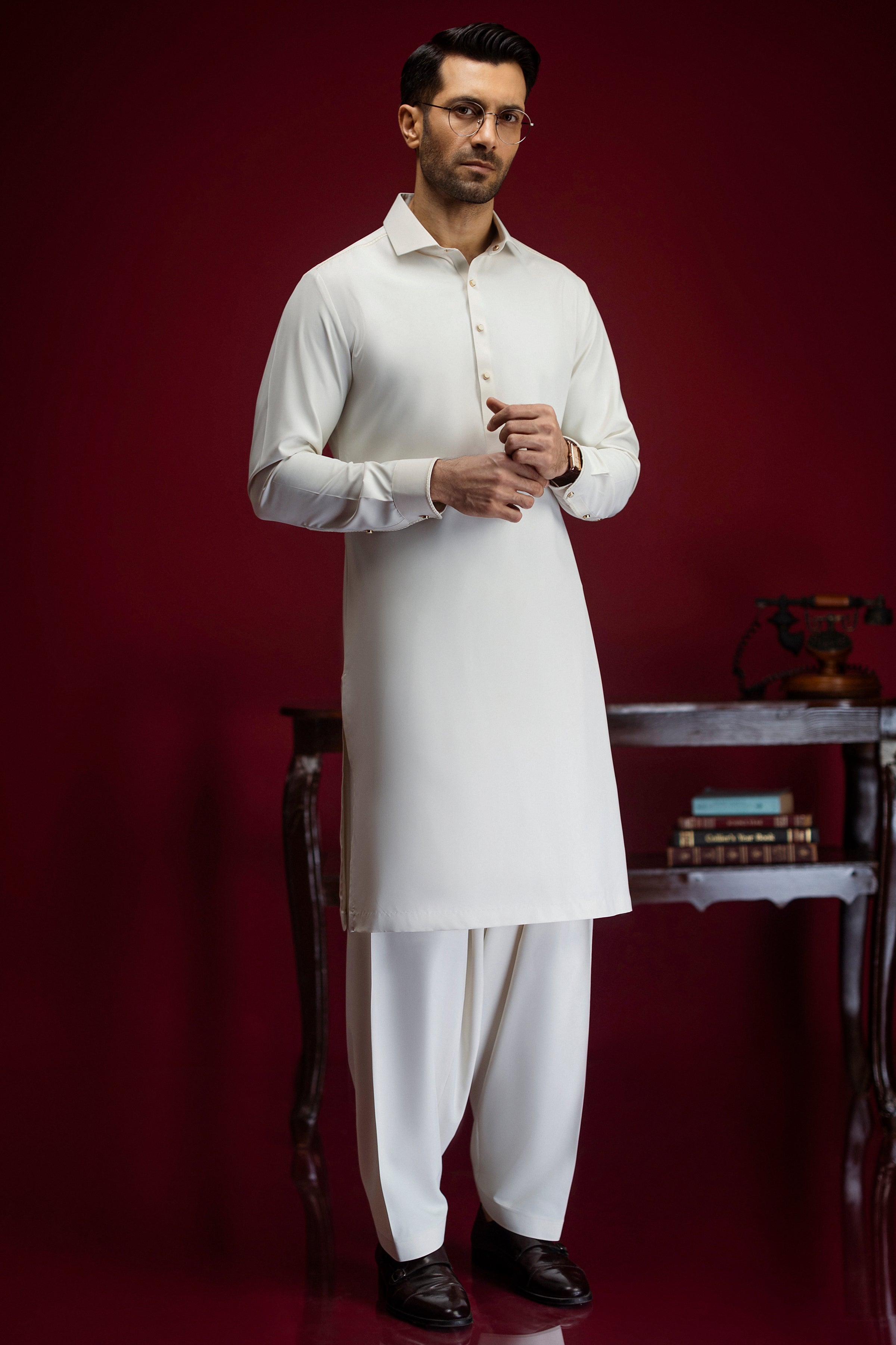 Premium Blended Cream Shalwar Kameez Outfit - Traditional Pakistani Suit for Women - Perfect for Weddings, Festivals & Cultural Events