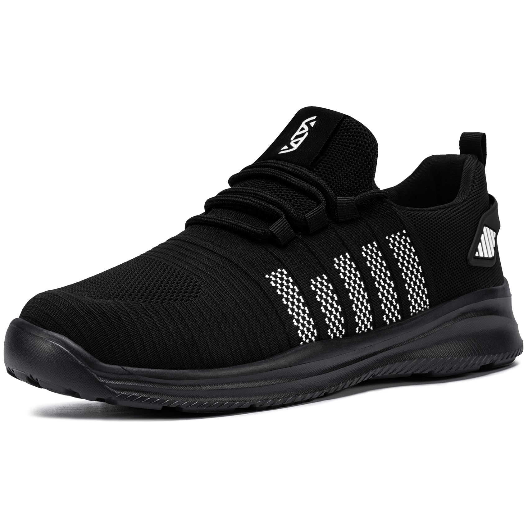 Waterproof Running Shoes for Men & Women - Lightweight Slip-On Sneakers for Walking, Tennis & Gym - Non-Slip Black & White Athletic Shoes (Size 9) - Perfect for Outdoor Jogging, Workouts & Daily Wear