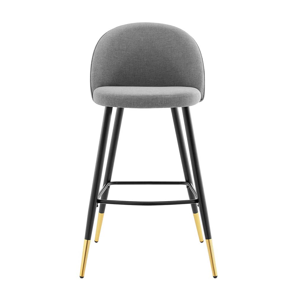 Modway Cordial Fabric Upholstered Bar Stools Set of 2 - Light Gray Modern Kitchen Counter Stools for Dining Room, Breakfast Nook & Home Bar
