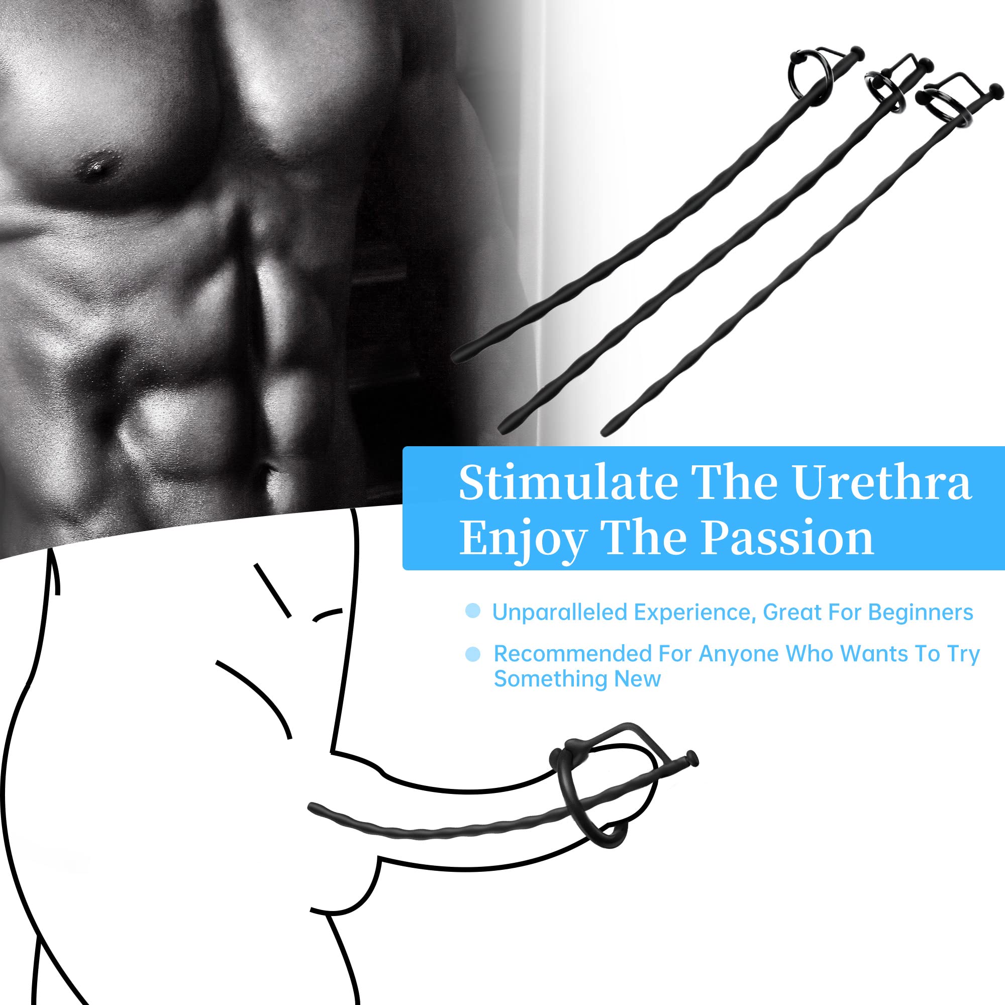 Premium Silicone Urethral Dilators Set - S M L Sizes for Men | Comfortable Penis Plug & Masturbation Sex Toy | Ideal for Sensual Play, BDSM & Personal Exploration