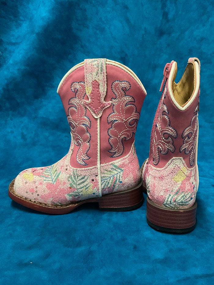 Roper Toddler Girls' Glitter Floral Ankle Boots Pink - Comfortable & Stylish for Playdates, Preschool & Outdoor Adventures
