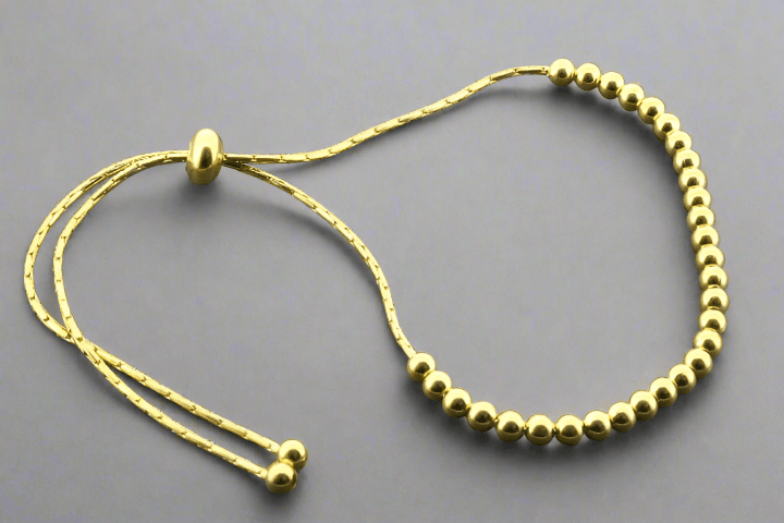 22K Gold Over Silver Multi-Round Bead Bracelet - Elegant Stackable Jewelry for Women, Perfect for Everyday Wear & Special Occasions