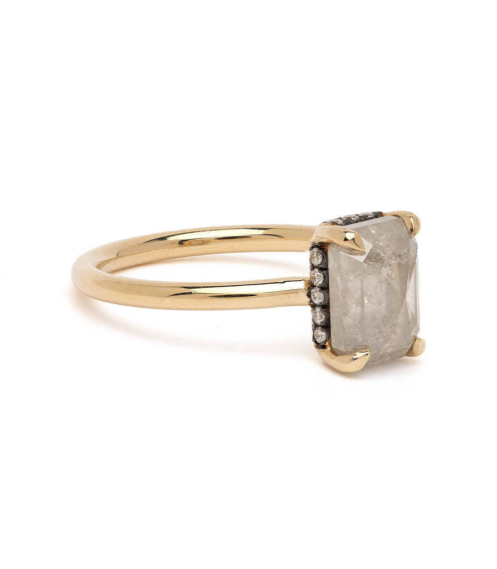 Billie 2 36Ct Salt and Pepper Diamond Engagement Ring - Vintage Style Rectangle Cut Wedding Band for Women, Perfect for Proposals, Anniversaries & Special Occasions