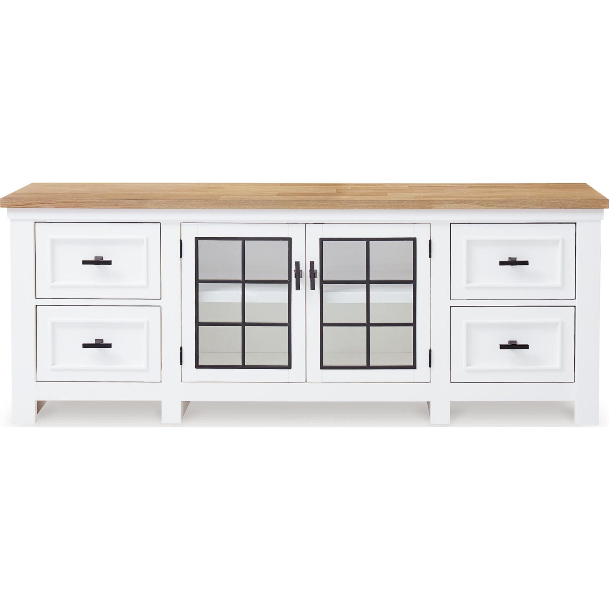 Ashbryn Modern TV Stand with Storage - White/Natural Finish for Living Room, Bedroom & Home Theater Setup