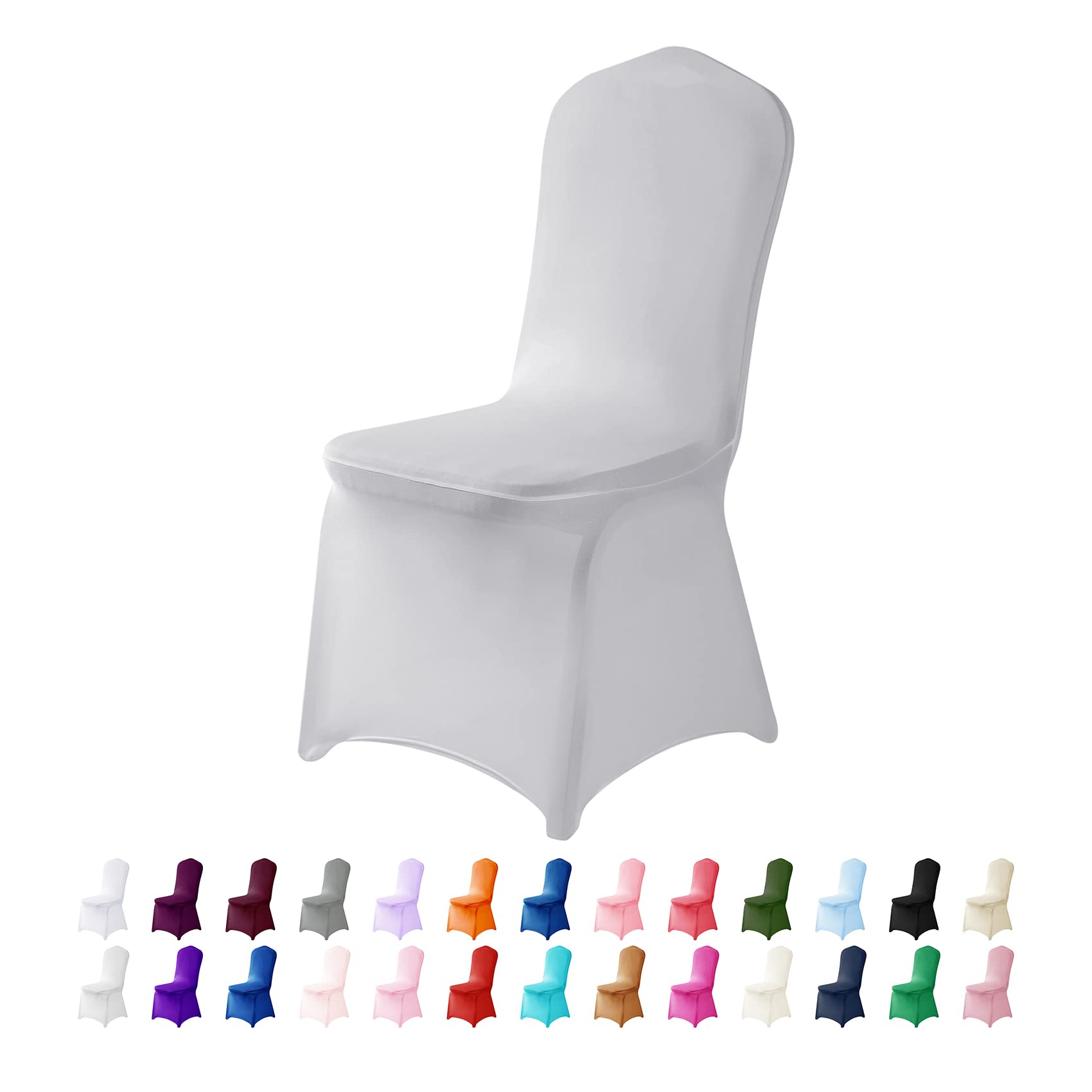 25PCS Stretch Spandex Chair Covers - Washable & Removable Slipcovers for Living Room, Party, Banquet, Wedding & Hotel Events (Silver) | Perfect for Home Decor, Event Styling & Furniture Protection