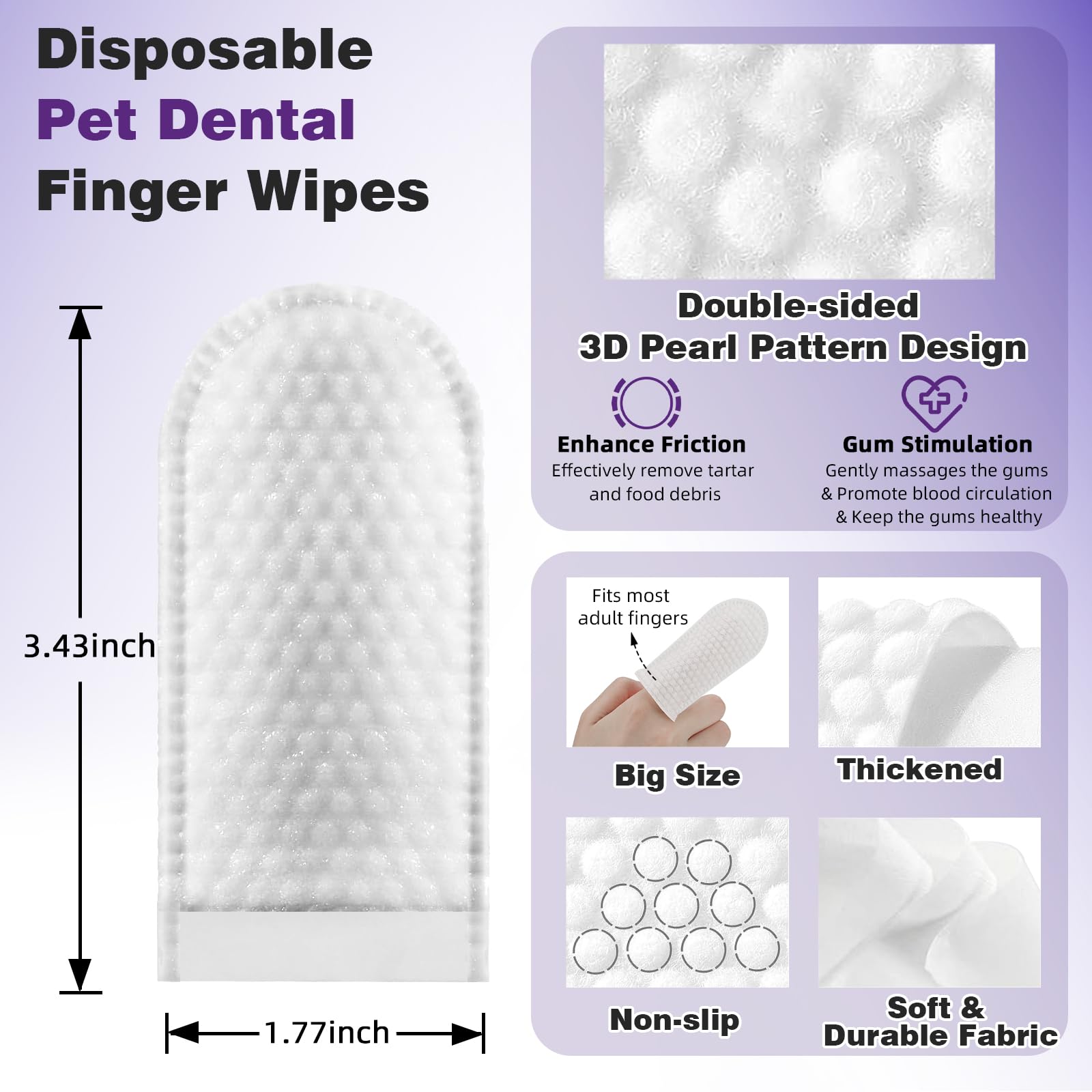 Pet Dental Finger Wipes for Dogs & Cats - 60 Count Coconut Scented Teeth Cleaning Wipes - Remove Plaque, Tartar & Freshen Breath - No Rinse Disposable Finger Toothbrush - Perfect for Travel, Home & Vet Visits