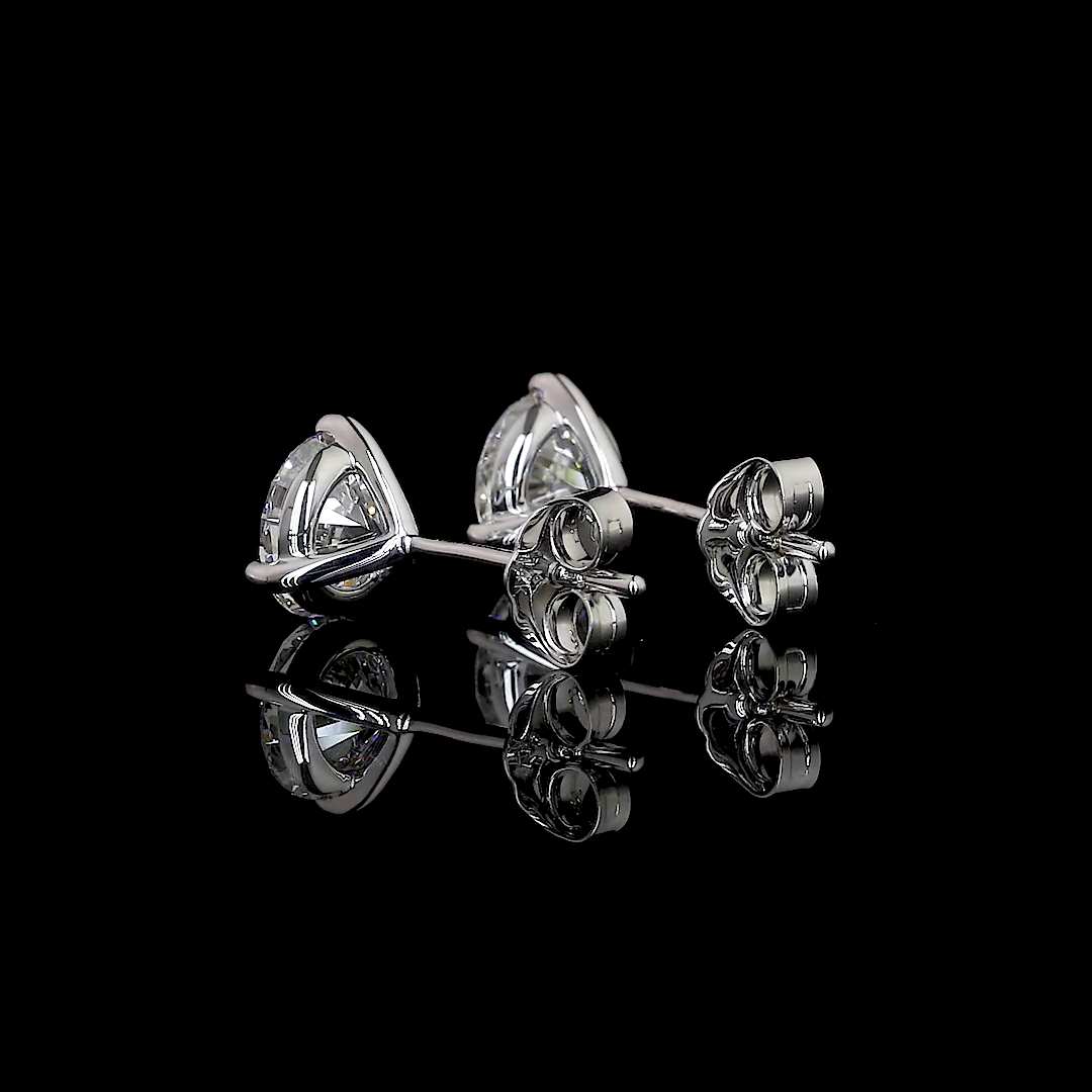 2.56 Carat Lab Grown Round F VS1 Diamond 14K White Gold Martini Stud Earrings for Women - Perfect for Weddings, Anniversaries & Special Occasions