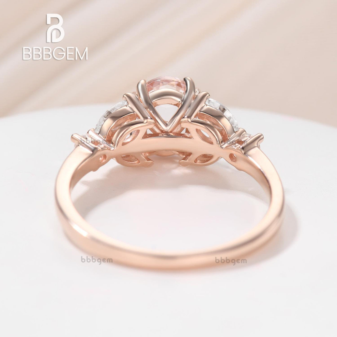 14k Rose Gold Pink Morganite & Marquise Moissanite Engagement Ring for Women - Perfect for Proposals, Anniversaries & Romantic Occasions