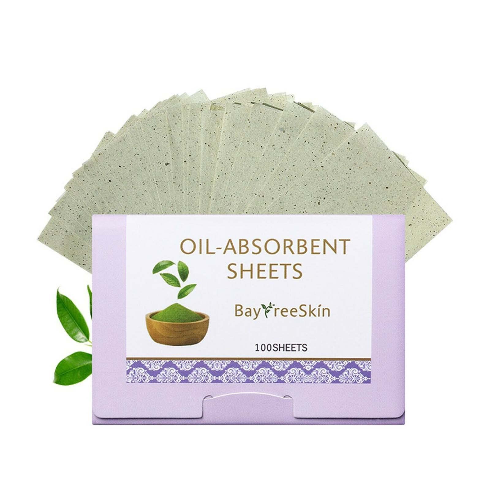 Natural Green Tea Oil Blotting Paper for Oily Skin - 100 Count Oil Absorbing Sheets | Face Oil Control Film for Shine-Free Skin | Perfect for On-the-Go Use, Travel & Touch-Ups
