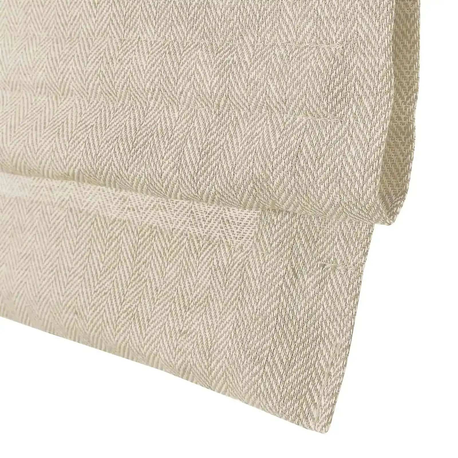 Ron Linen Cotton Herringbone Roman Shade - Cordless Window Treatment for Living Room, Bedroom & Office (Blackout/Sheer Options)