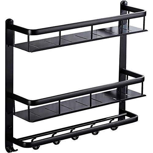 **Kaixindddd Black Aluminum Bathroom Shelf - Shower Caddy & Storage Basket for Bathroom Accessories - Perfect for Organizing Toiletries in Showers, Bathrooms, and Vanities**