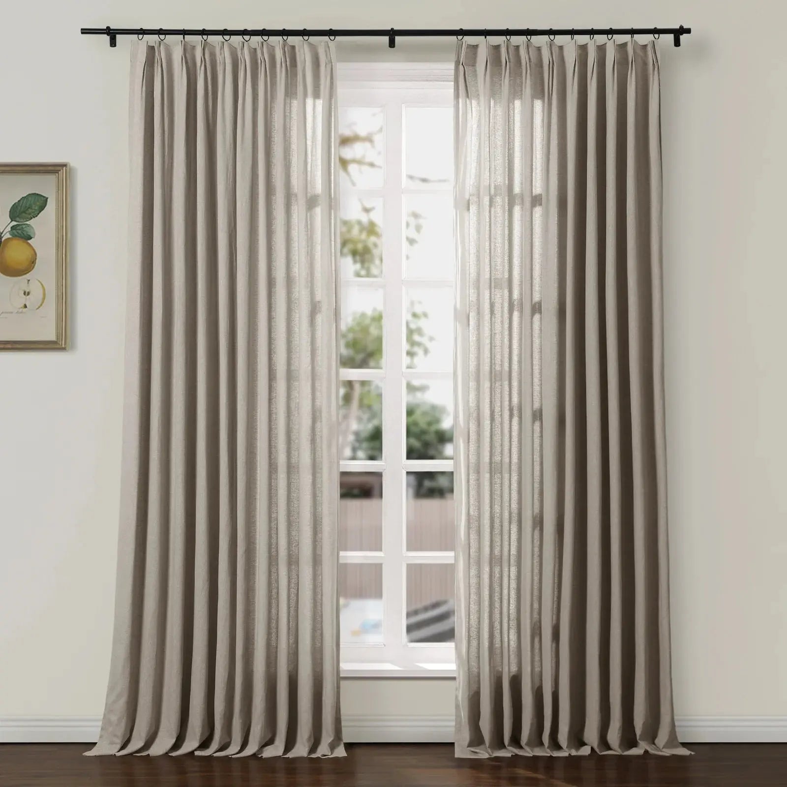 Ron Linen Herringbone Custom Pleated Curtains - Blackout Drapes for Living Room, Bedroom & Home Decor (Set of 2 Panels)