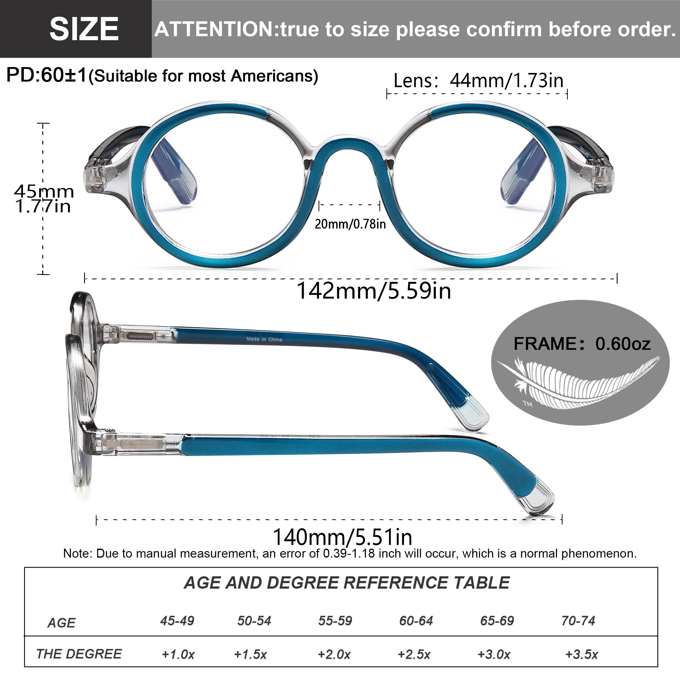 Blue Light Blocking Reading Glasses for Women & Men - 3 Pack Retro Round Computer Glasses with Spring Hinge (0.5 Magnification) - Perfect for Office Work, Screen Time & Book Reading