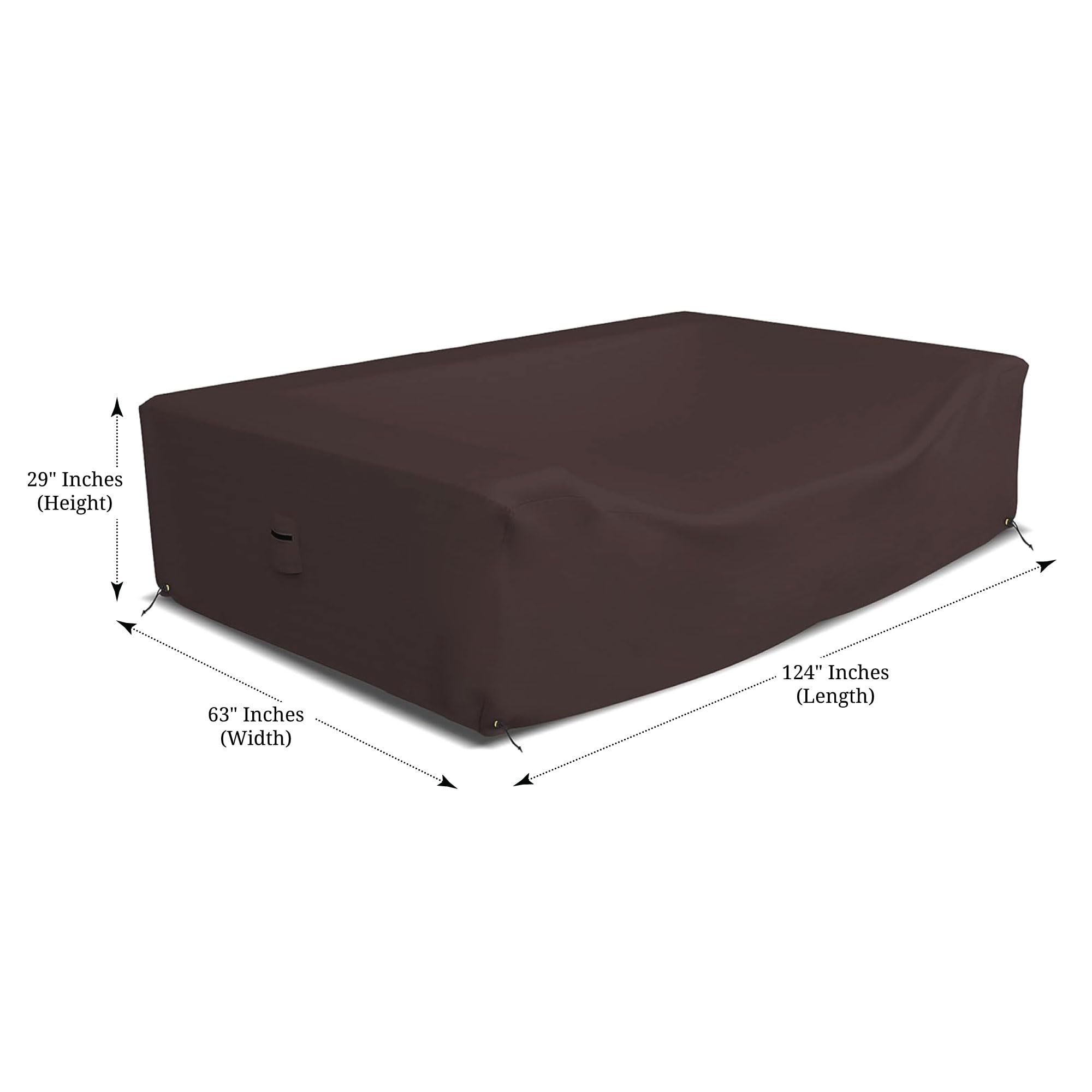 Heavy Duty 18 Oz Waterproof Sectional Sofa Cover - UV & Weather Resistant Outdoor Patio Couch Protector with Air Pockets & Drawstrings (124