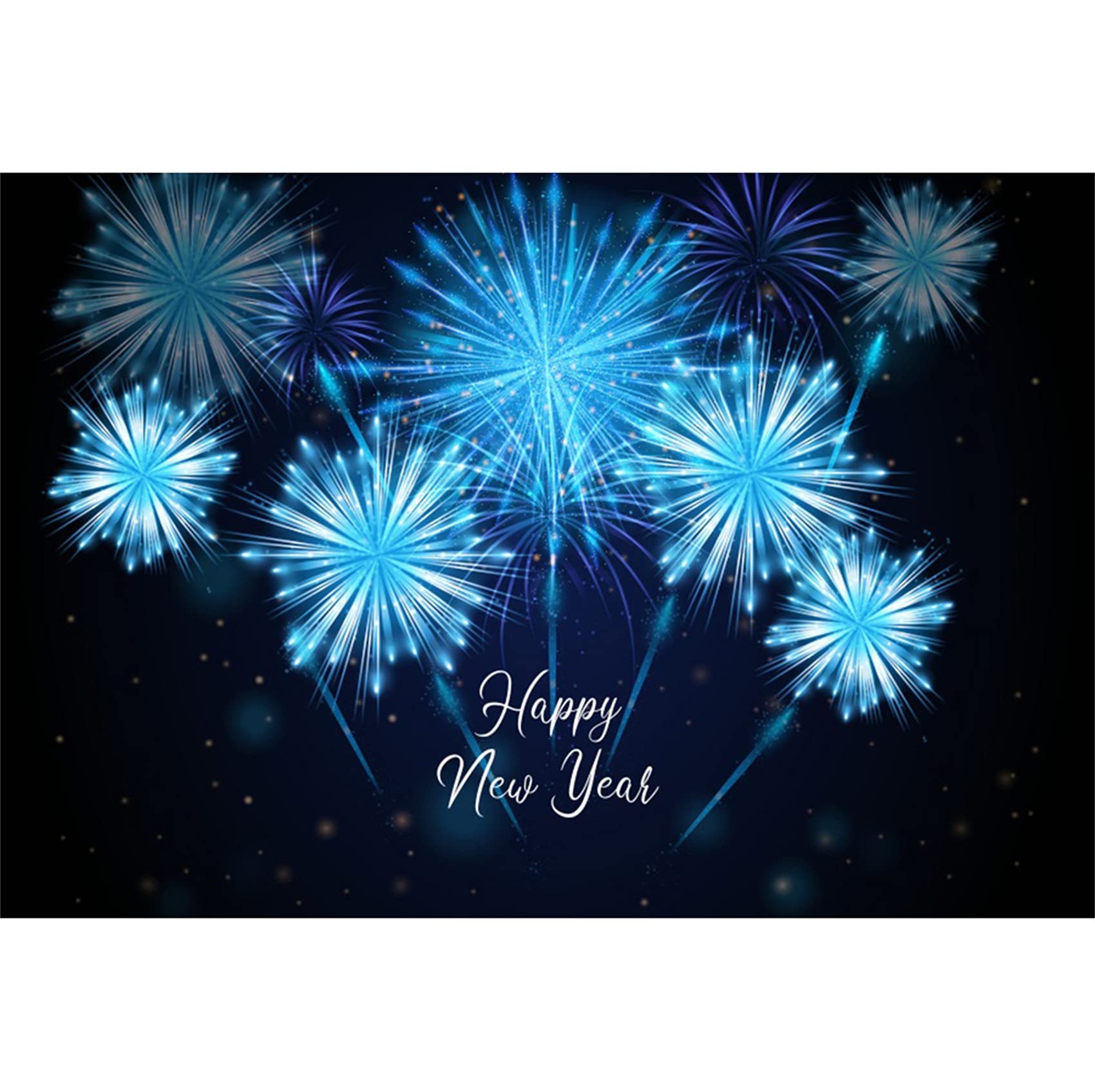 Yeele Blue Firework Bokeh Vinyl Photography Backdrop 5x3ft - Christmas New Year Party Photo Booth Background for Holiday Celebrations, Office Decor & Snowflake Themed Events