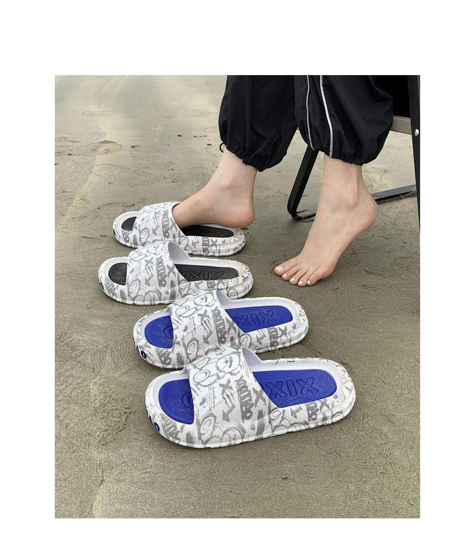 CEINOM Women's & Men's Cartoon Bear Pillow Cloud Slides - Soft Indoor/Outdoor House Slippers with Open Toe for Bathroom, Shower & Lounge Wear - Comfortable Home & Travel Slippers for Relaxation