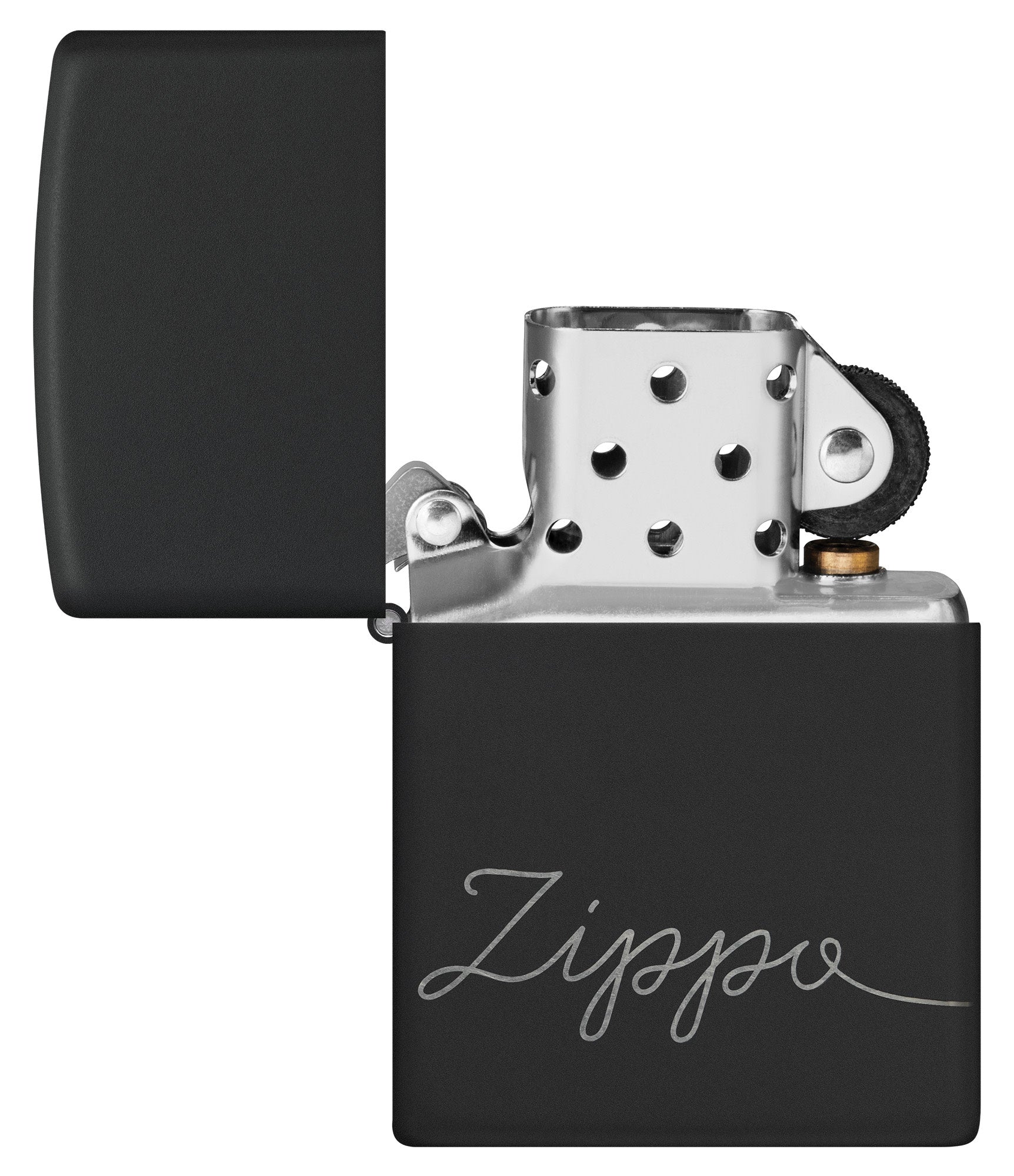 Zippo Matte Black Lighter with Cursive Lettering Design - Perfect for Outdoor Camping, Travel & Everyday Carry (ECG)